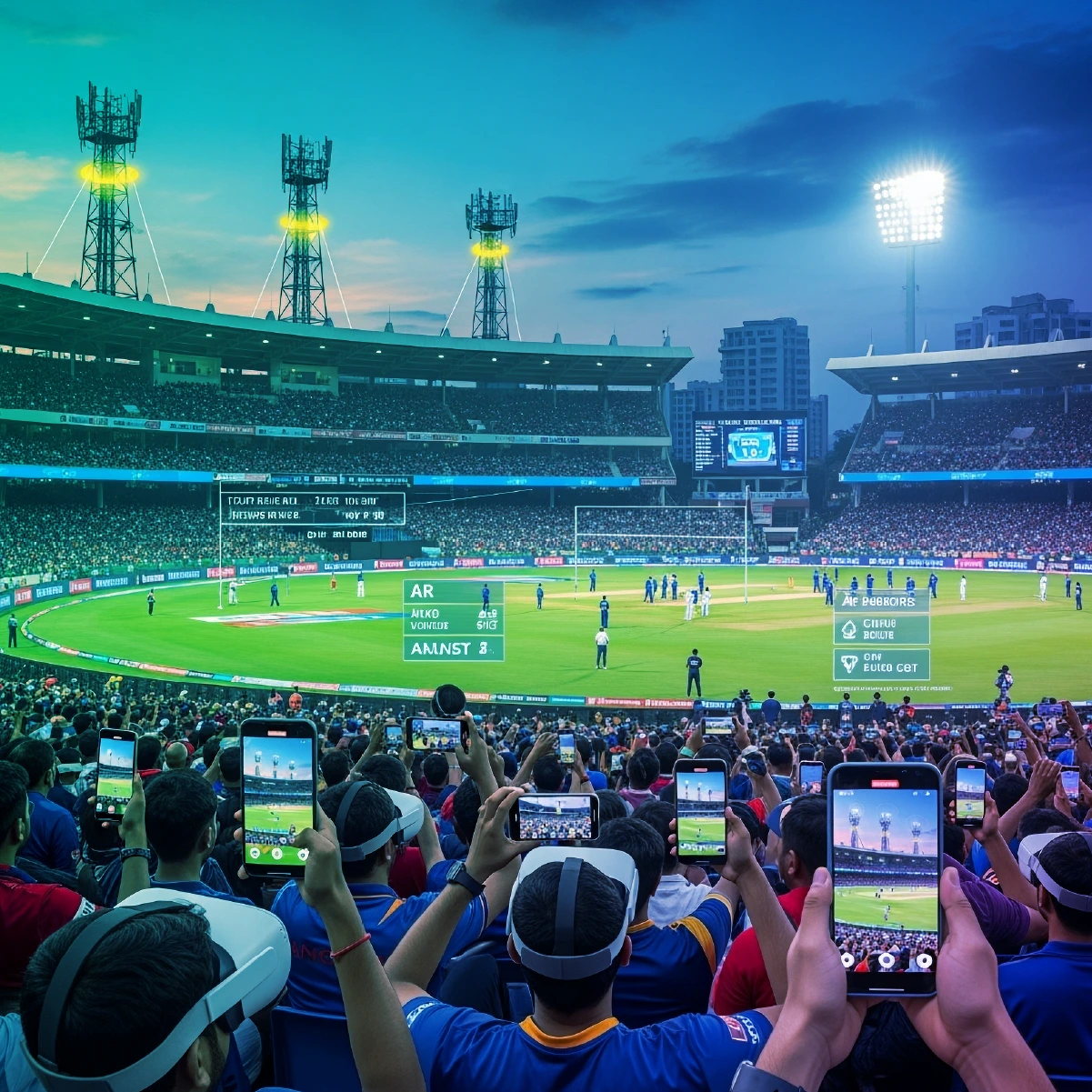simulated image of ar or vr at stadium
