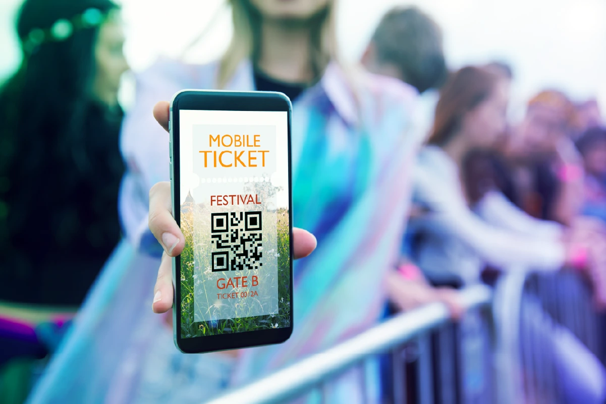 qr code ticket on phone