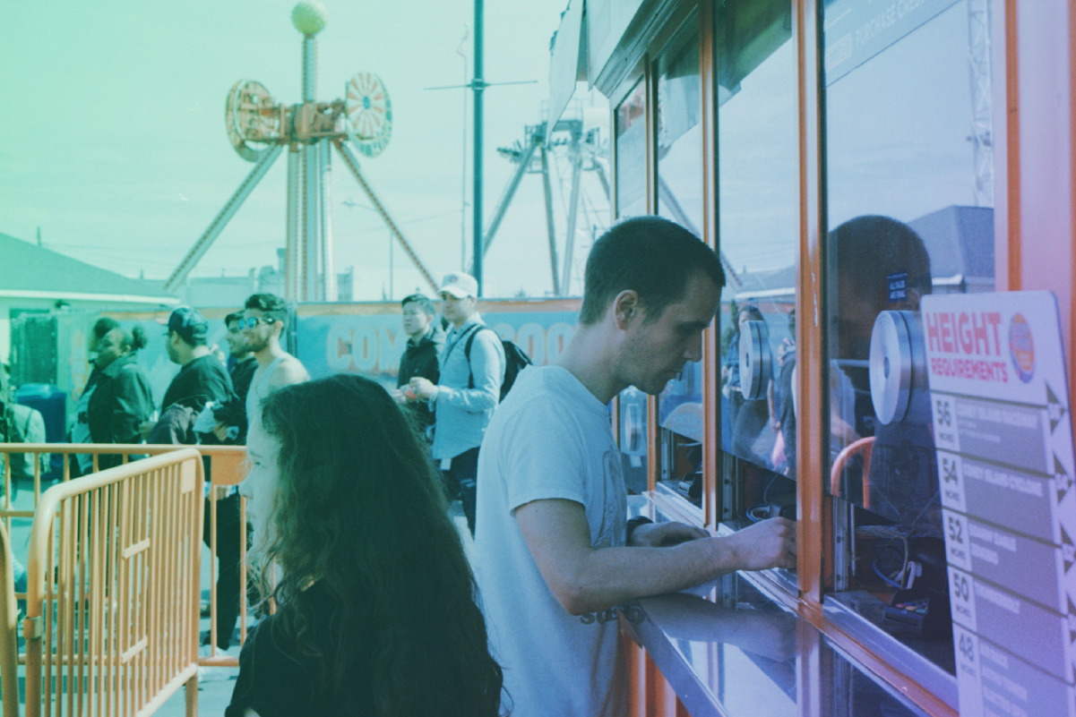 person buying tickets